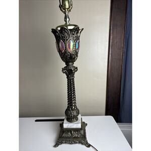 Vintage Lamp Hollywood Regency Style 38” Tall Electric Tested Works Marble Base